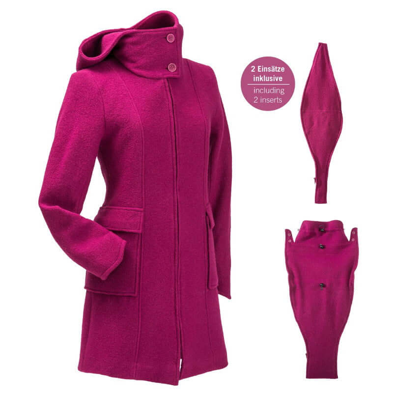 Shop Mamalila Mamalila Hooded Babywearing Coat Vienna - Berry at Babymaxi