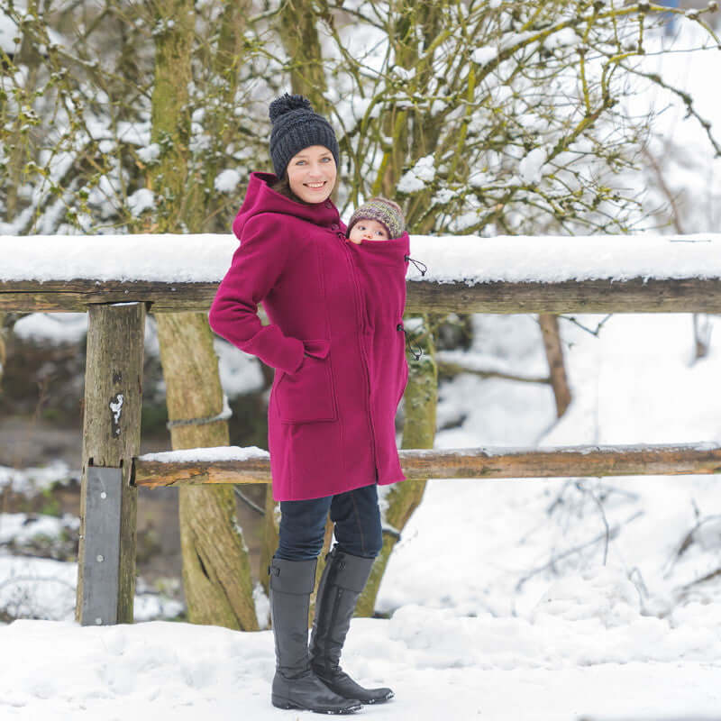 Shop Mamalila Mamalila Hooded Babywearing Coat Vienna - Berry at Babymaxi
